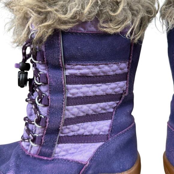 Keen Wapato Waterproof Leather Girls Kids Purple Fur Trim Wnter Boots Tall sz 2 - Picture 4 of 16